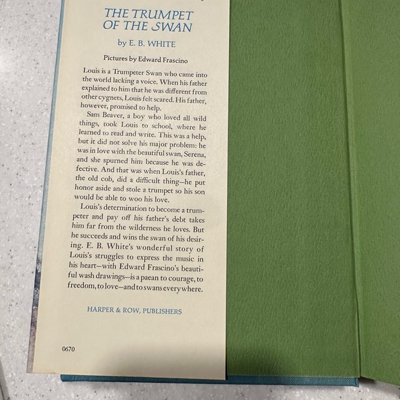 The Trumpet of the Swan by E.B. White. Vintage Hardcover Children’s Book. 1970 - Picture 4 of 15
